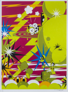 JAMES MARSHALL DALEK (born 1968), untitled landscape, silkscreen serigraph numbered 28/200 signed in pencil lower right "Dalek, 2005", 59 x 43cm, frame 80 x 62cm overall,