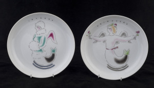 GIO PONTI for RICHARD GINORI, two porcelain plaques titled "Primavera" and "Inverno", stamped "Richard Ginori, Pittoria Di Doccia", 23cm diameter