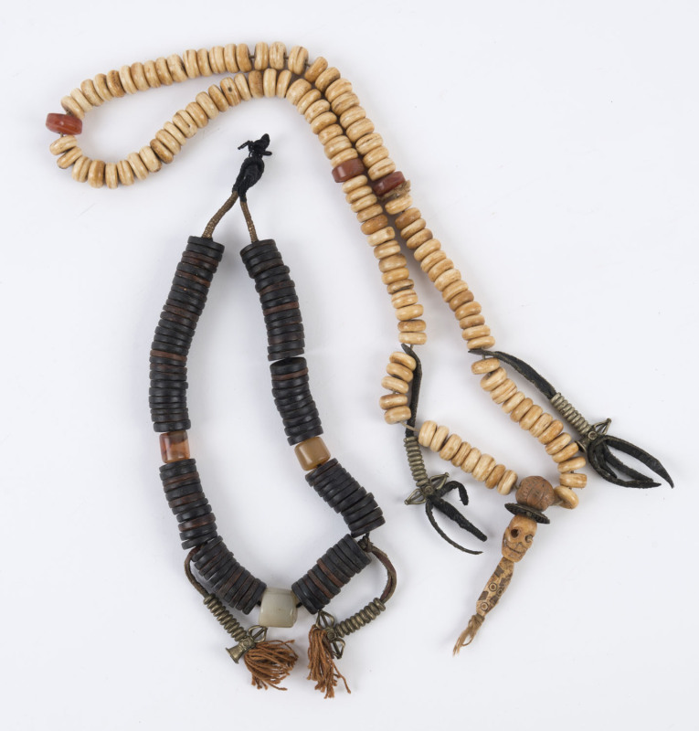Two Tibetan bead necklaces, early 20th century, ​45cm and 65cm long