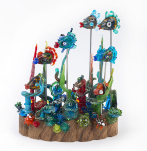 ARTIST UNKNOWN Australian art glass marine sculpture, circa 2005, 23cm high