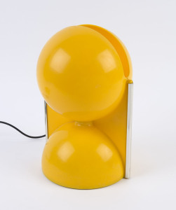 Bubble lamp in yellow plastic, English manufacture, designed by Michael Feller, circa 1970's, 33cm high
