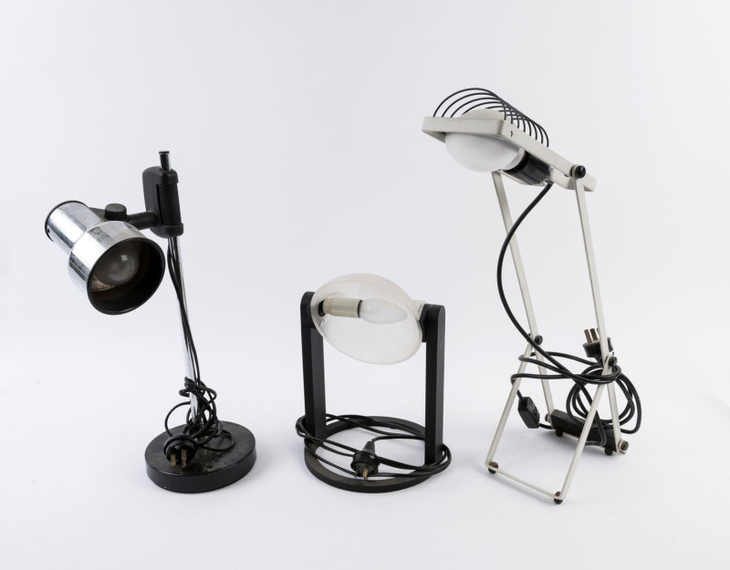 Three assorted designer desk lamps, circa 1980s, the largest 45cm high