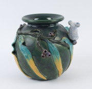 DAVID C. LYONS Australian pottery vase with applied koala, gumnuts and leaves, circa 2000, ​incised "D.C. Lyons, Australia", 19cm high - 2