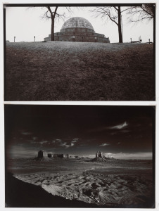 ANTHONY GREEN (Australia, 1952 - ) "Monument Valley, Utah" and "Chicago, Illinois" circa 1980 silver gelatin photographs on Agfa stock, both 17 x 25cm mounted in a folder with "ARCHIVAL PHOTOGRAPH Anthony Green" stamped alongside. (2 items) Green's work 