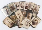 CABINET CARDS, ETC.: A collection of mainly Victorian cabinet card portraits, c.1880s - 90s. Photographers noted include Johnstone O'Shannessy (Melb.), Richards (Ballarat), Bardwell (Melb.), Yoeman (Ballarat & Richmond), Bloustein (Ballarat), Hardie (Ball