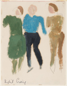 SYBIL CRAIG (1901 - 1982) (three figures) pastel and pencil on paper, signed lower left and dated "1961" verso, 15 x 12cm also, several later sketches, preliminary drawings and experiments, all on paper and including 2 which appear to be sketches prior 