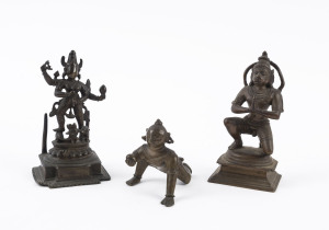 Three Indian bronze Hindu statues, 18th and 19th century, the largest 10.5cm high