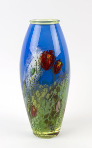 JONATHON WESTACOTT Australian art glass vase, engraved "Jonathon Westacott, Baratah, 982", 47.5cm high