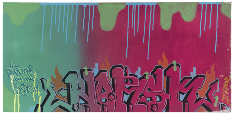 NORSK (Joel), Glitches In Tha System, acrylic on canvas, signed and titled lower left, ​40 x 80cm