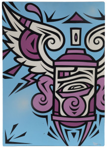 PHIBS (Tim Da Haan), Curl Character, acrylic on board, signed lower right "Phibs, '08", 90 x 63cm