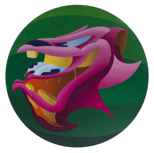 ANTHONY AUSGANG, Ribald Eyeball, (1996), acrylic on canvas, signed and title verso, 60cm diameter