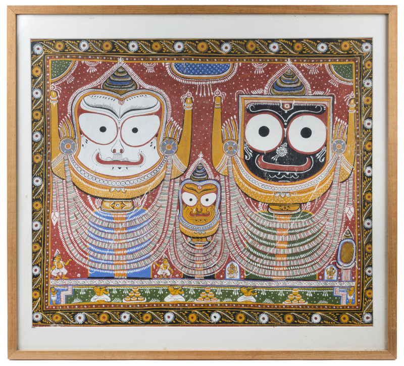 ARTIST UNKNOWN, Indian religious painting on cloth, 19th/20th century, ​65 x 76cm