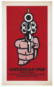 CENTRAL STREET GALLERY, SYDNEY: Exhibition posters, (3) comprising: "MAX CULLEN'S RARE STAMP COLLECTION" (1968) colour lithograph and felt-pen on paper; "CHRISTO" (1969) colour screenprint on woven synthetic polymer fabric; "AMERICAN POP prints * posters", screenprint "issue of 75" on paper. Various sizes.