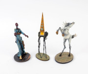 Three SALVADOR DALI collector's statues produced by the Gala-Salvador Dali foundation, in original boxes, ​the largest 25cm high