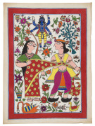 Six Indian paintings on parchment and paper, 20th century, the largest 76 x 57cm