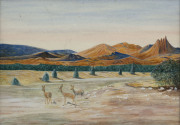 Artist Unknown "IBEX crossing a Pass in the Red Sea Hills" and "ISABELLA GAZELLE at the Foot of the Red Sea Hills" watercolours and pencil on card, both signed "REX" lower right, - 3