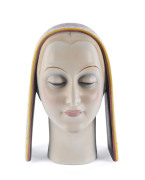 Italian Art Deco pottery bust of a lady with headscarf, circa 1930s, marked "Made In Italy", 21cm high - 2