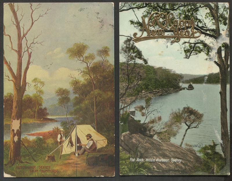 AUSTRALIAN PICTURE POSTCARDS: NSW & VICTORIA: early 1900s selection mostly used in NSW or Victoria incl. Melbourne & Sydney views and coastal scenes & real-photo types; also actresses, sentimental/greetings types, etc, plus a few overseas cards; variable