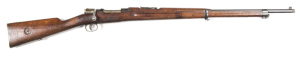 SWEDISH MAUSER MOD.1896 INFANTRY RIFLE: 6.5x55; 5 shot box mag; 28.5" barrel; g. bore; std sights, bayonet fitting & swivels; SWEDISH CROWN 1907 & CARL GUSTAFS STADS GEVERSFAKTORI; side rail has 5 small holes drilled & tapped for a scope; g. profiles & ma