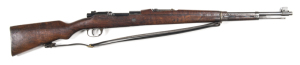 PORTUGUESE MOD.1904 MAUSER B/A SERVICE RIFLE: 7.92x57; 5 shot mag; 23.5" barrel; vg bore; std sights, rod, swivels & sling; crest of KING LOUIS I to the breech; retaining 85% original blue finish with most losses to floor plate & butt plate; g. stock with