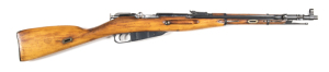RUSSIAN MOSIN-NAGANT MODEL 1944 B/A CARBINE: 7.62x54R; 5 shot mag; 19.4" barrel; exc bore; std sights, folding bayonet to barrel & rod; Soviet hammer & sickle IZHEZSK Arsenal mark to breech; vg profiles & clear markings; vg blacked military finish to all 