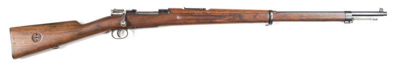 SWEDISH MOD.1896 MAUSER INFANTRY RIFLE: 6.5x55; 5 shot mag; 28.5" barrel; g. bore; std sights, bayonet fitting, rod, swivels & altered turn down bolt; SWEDISH CROWN, CARL GUSTAFS STADS GEVARSFAKTORI 1908 to breech; receiver bridge has been drilled & tappe