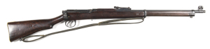 COMPOSITE L.S.A. LE I* B/A RIMFIRE RIFLE: 22 Cal; s/shot; 25.2" barrel; vg bore; fitted with a front sight protector & SMLE std type rear sight; receiver ring marked ROYAL CYPHER ER L.S.A. & CO LD 1903 LE I*; g. profiles & markings; matt black finish to a