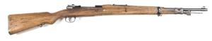 SPANISH MAUSER MOD.43 B/A SHORT RIFLE: 7.92x 57; 5 shot mag; 23.62" barrel; g. bore; std sights, bayonet fitting, swivels & rod; SPANISH CREST over LA CORUNA & dated 1948 to the breech; g. profiles with slight wear to breech markings; g. blacked finish to