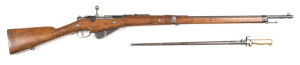 FRENCH BERTHIER B/A SERVICE RIFLE: 8x50R; 5 shot box mag; 31.75" barrel; g. bore; std sights, bayonet fittings & swivels; ST ETIENNE MLE M16 to side rail; g. profiles & clear markings; blue/grey finish to barrel, receiver & fittings; g. stock with minor b
