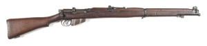 LITHGOW S.M.L.E. MK III* B/A SERVICE RIFLE: 303 Cal; 10 shot mag; 25.2" barrel; vg bore; std sights & fittings; DáD to breech; receiver ring marked MA LITHGOW SMLE III* 1942; g. profiles & clear markings; blue/grey finish to receiver & fittings; grey to m