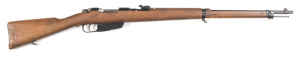 ITALIAN MOD.1941 CARCANO INFANTRY LONG RIFLE: 6.5x52; 6 shot box mag; 26.25" barrel; g. bore; std sights, bayonet stud, rod & swivels; breech marked with a Crown over FAT 42; rifle is in unissued condition with a full blacked finish to all metal; exc stoc