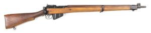 ENFIELD NO.4 MKI B/A SERVICE RIFLE: 303 Cal; 10 shot mag; 25.2" barrel; f. bore; std sights & fittings; side rail drilled & tapped for scope mounts; g. profiles & markings; blacked finish to all metal; g. stock with arsenal repair to butt tang area; gwo &