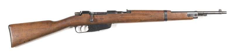 ITALIAN CARCANO MODEL 1938 B/A SERVICE RIFLE: 6.5 Cal; 6 shot box mag; 20" barrel; f to g bore; breech marked RE TERNI & Crown & dated 1940; g. profiles & clear markings; vg blacked finish to all metal; g. stock with minor bruising; gwo & vg cond. #W3560