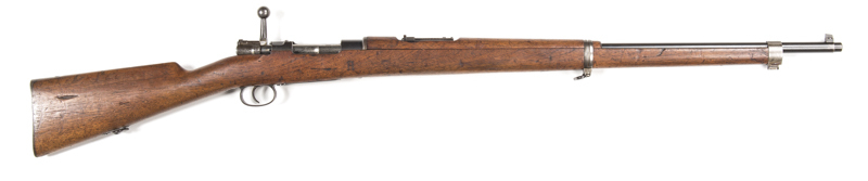 BOER WAR MAUSER MOD.1896 B/A SERVICE RIFLE: 7x57; 5 shot box mag; 28.75" barrel; f to g bore; std sights, bayonet stud & swivels; side rail marked MOD MAUSER 1896 LUDW LOEWE & CO BERLIN A4690; vg profiles & clear markings; plum finish to barrel, receiver