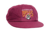 QUEENSLAND CRICKET CAP, baggy maroon with embroidered "Queensland Bulls" logo on front, player unknown. VG condition.