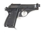 BERETTA MOD 70 S/A POCKET PISTOL: 7.65 Cal; 8 shot mag; 89mm (3½") barrel; g. bore; std sights; Beretta address & markings to both sides of slide; vg profiles & clear markings; retaining 95% original blacked finish; vg Beretta black wrap around grip; comp