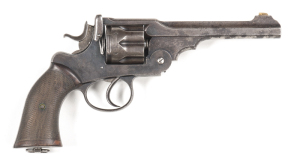 ARMY & NAVY C.S.L. WEBLEY GREEN C/F REVOLVER: 455/476 Cal; 6 shot church steeple cylinder; 153mm (6") barrel; g. bore; std sights; top barrel flat marked ARMY & NAVY C.S.L.; W.G. MODEL to top strap; Webley's patent & W&S winged bullet to lhs of frame; 455