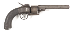 ENGLISH TIPPING & LAWDEN, LANG TYPE PERCUSSION REVOLVER: 54 bore; 6 shot non fluted cylinder; 160mm (6¼") oct barrel, f. bore; std sights; foliate engraved frame, cylinder, t/guard, back strap & butt cap; g. profiles & engraving; blue/plum finish to all m