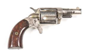 COLT NEW HOUSE C/F REVOLVER: 38 Cal; 5 shot fluted cylinder; 57mm (2¼") round barrel; f. bore; std sights & 2 line Hartford address; COLT HOUSE 38 etched panel to lhs of barrel; 38 CAL to frame; g. profiles, clear address & markings; plated steel frame wi