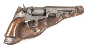 COLT 1849 POCKET PERCUSSION REVOLVER: 31 Cal; 5 shot cylinder; 102mm (4") barrel; p. bore; std sights & 2 line New York address; COLTS patent to lhs of frame; slight wear to profiles; clear markings; grey finish to barrel & frame; fine pitting to cylinder