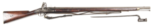 BROWN BESS FLINTLOCK MUSKET: .75" Cal; 39" barrel with V rear sight, struck with commercial London proofs, rounded tang; p. bore; rounded lock with swan neck cock, EICO bale mark below 179 & MEMORY, action a/f; barrel in the white with small area of brown