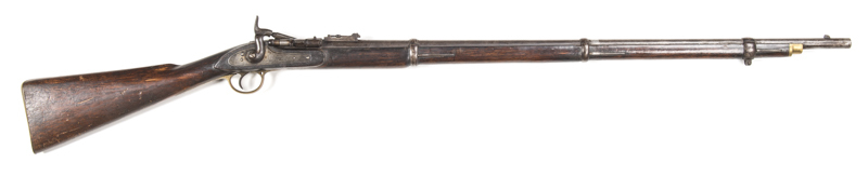 NEPALESE SNIDER ENFIELD TYPE LONG RIFLE: 577 Cal; 36.5" barrel; std sights & fittings; g. bore; plain borderline engraved lock plate with no markings; Nepalese script to butt plate, barrel tang & t/guard; brass British regulation furniture, the 3 barrel b
