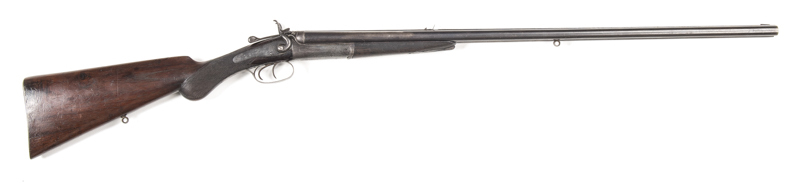 MANTON & CO C/F HAMMER DOUBLE RIFLE: 360 Cal; 28" barrels; p. bores; std sights; back action locks engraved with stags & foliage & inscribed MANTON & CO; steel t/guard with sitting doe; wear to profiles & lock, t/guard engraving; v. faint address to barre