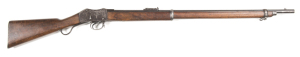 AUSTRALIAN COLONIAL ISSUE B.S.A. & M CO MARTINI-HENRY SERVICE RIFLE: 450 Cal; 33.2” barrel; p. bore; std sights & fittings; action marked B.S.A. & M. CO VR ROYAL CYPHER III over I & dated 1885; g. profiles & clear markings; grey finish to barrel, bands & 