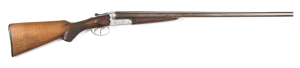 LUCCHINI B.N.L.E. PIGEON SxS SHOTGUN: 12G; 2¾"; 27¼" browned Vickers steel barrel; g to vg bores choked approx IM & IM; worn finish to barrels with some marks; slightly loose on action; raised file cut rib; large scroll, leaf & bouquet engraving to all pa