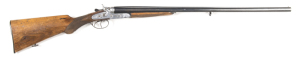 PIETA PELLICARDI SxS REBOUNDING HAMMER D/B FIELD GUN: 16G; 28" barrels; g. bores; tight on the face; game scene engraved stainless steel action; g. profiles & clear engraving; blacked barrels, thinning at the breech & muzzle; polished finish to action; g.
