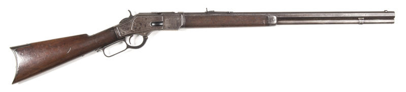 WINCHESTER 3RD MODEL 1873 L/A SPORTING RIFLE: 44 Cal; 15 shot tube mag; 24" octagonal barrel; f to g bore; std sights, Winchester 2 line New Haven address & CAL markings to the breech; MODEL 1873 to the tang; g. profiles, clear address & markings; blue/gr