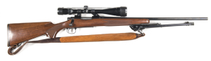 REMINGTON M.700 B/A SPORTING RIFLE: 22-20 Cal; 5 shot mag; 24" barrel; vg bore; no std sights & fitted with a Bushnell High Contrast Optics scope & Weaver mounts; rifle is almost “as new” with a full blacked finish to barrel, receiver & fittings; exc cheq