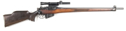 MODIFIED LONGBRANCH NO.4 B/A RIFLE: 303 Cal; 10 shot mag; 25.2" barrel; vg bore; altered nose cap & fitted with a side mounted Lyman Alaskan scope with QD Griffin & Howe Inc New York scope mounts; vg profiles; clear marking; matt black military finish to