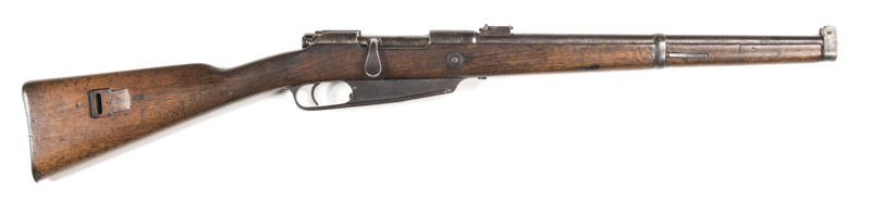 GERMAN KAR 1888 B/A CARBINE: 7.92x57; 5 shot box mag; 17.25" barrel; p. bore; std sights & fittings; breech marked C.G. HAENEL SUHL 1891; slight wear to profiles; clear markings; plum finish to barrel, receiver & fittings with areas of v. fine pitting to